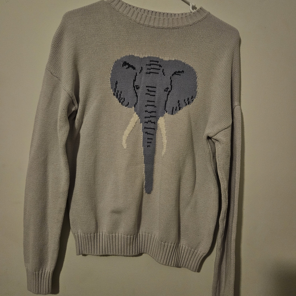 Ivory Ella Elephant Knit Sweater